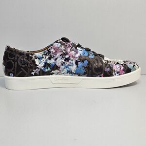 Calvin Klein Shoes Women 9 Brown Floral Faux Leather Sneakers Trainers Imilia